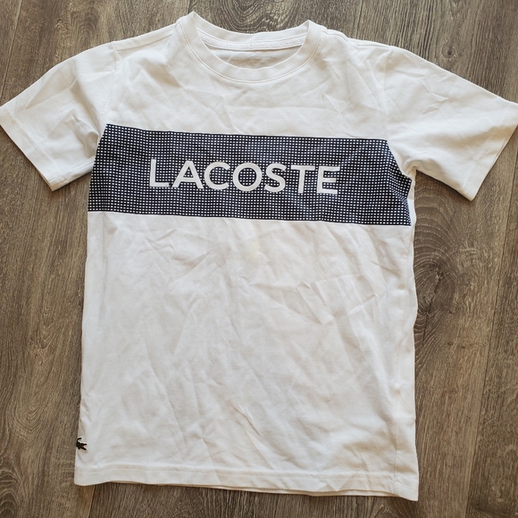 Lacoste kids white logo tshirt size 10 - Picture 1 of 6